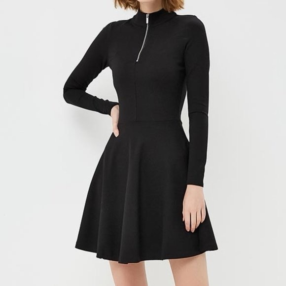 Karen Millen Black Long Sleeve Skater Dress - Picture 1 of 5